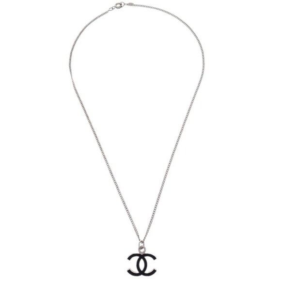 Chanel CC Chain Necklace Silver Black 05V 176653 - Picture 1 of 4